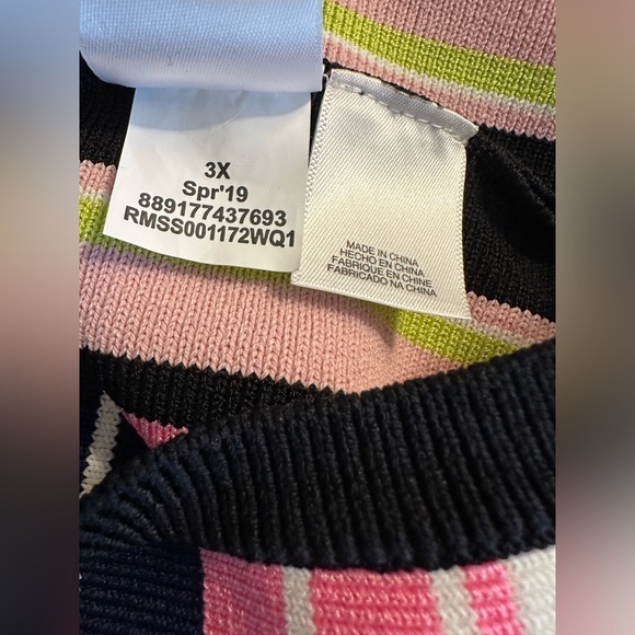 RACHEL ROY Taryn Tank Top Sweater Striped Knit Shell Blouse Shirt Pink Black - Picture 8 of 11